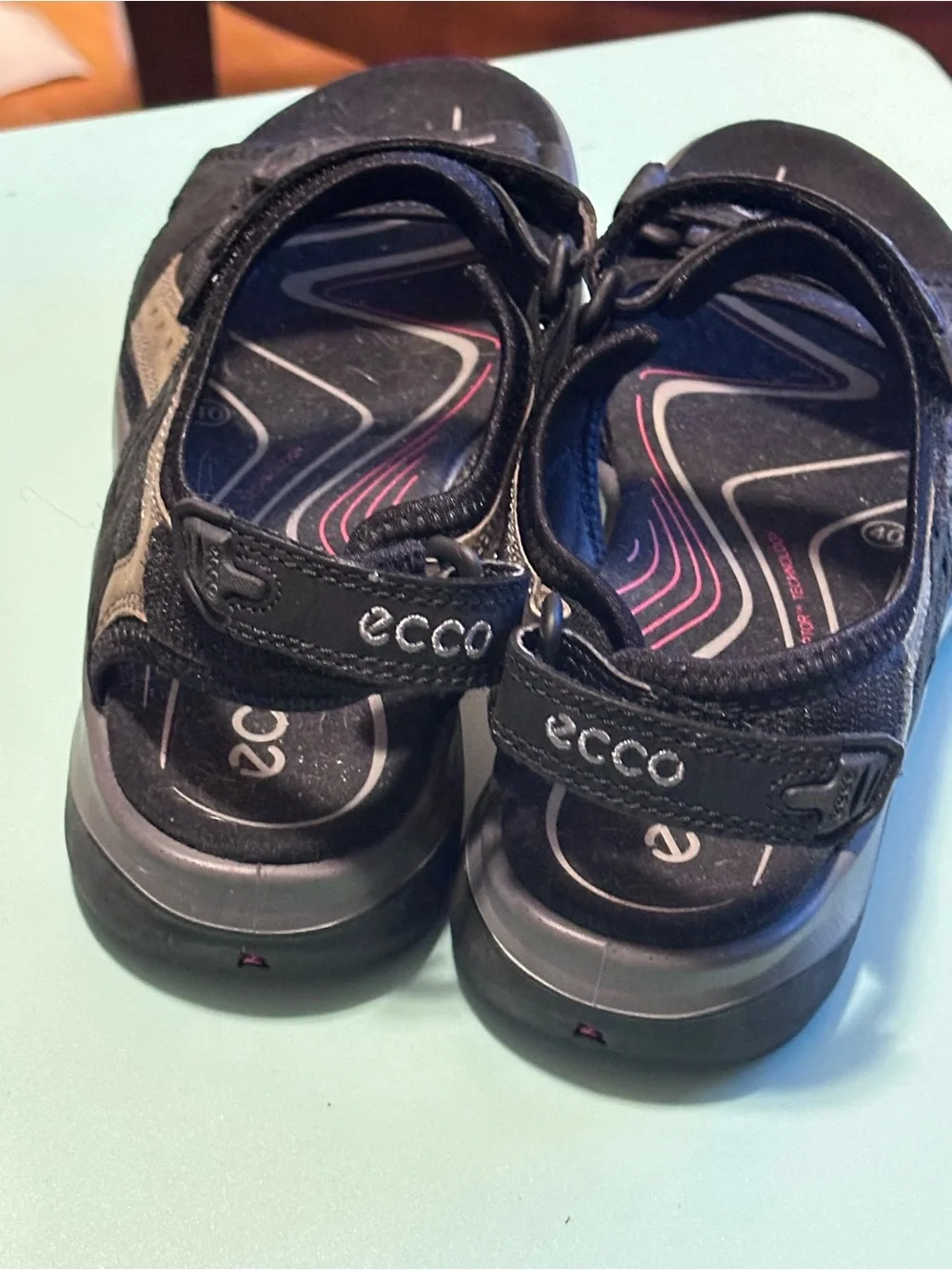Ecco Womens Yucatan Sandals Size 9 Black Adjustable Hiking Sport Shoes Active